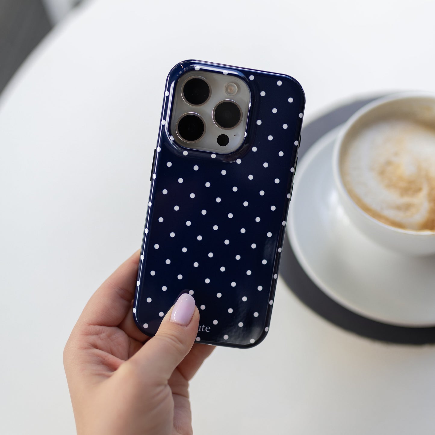 Navy Dots Magsafe phone case