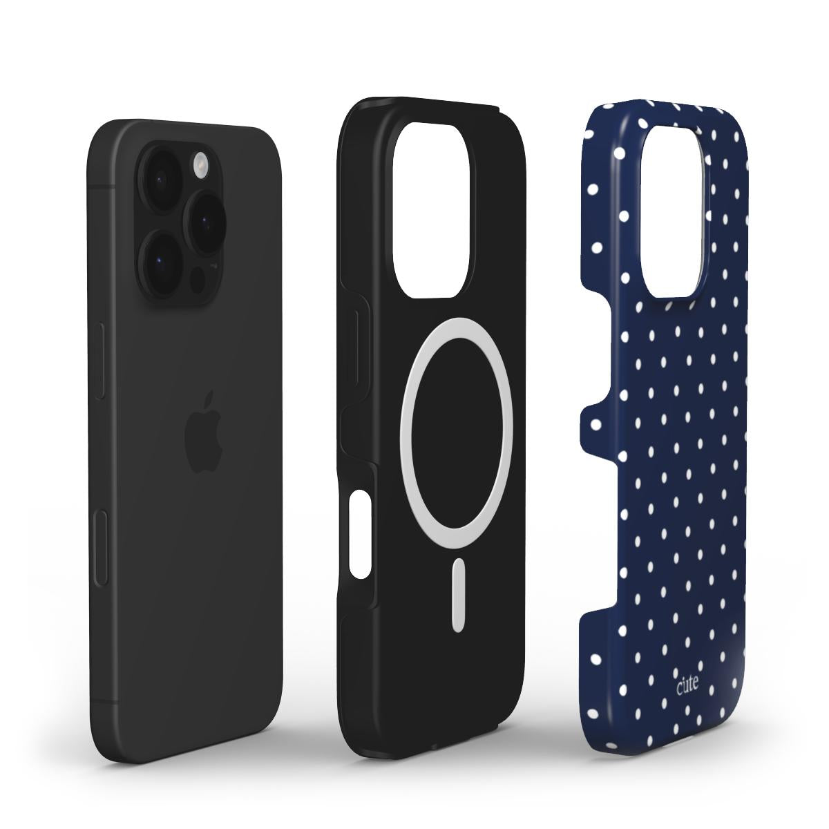 Navy Dots Magsafe phone case