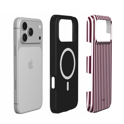 Burgundy Pinstripe magsafe phone case